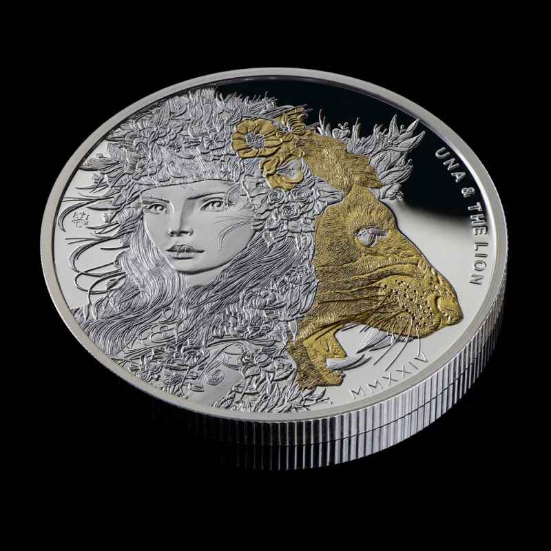 2024 Proof St. Helena Silver Una and The Lion Coin (Gilded) l JM