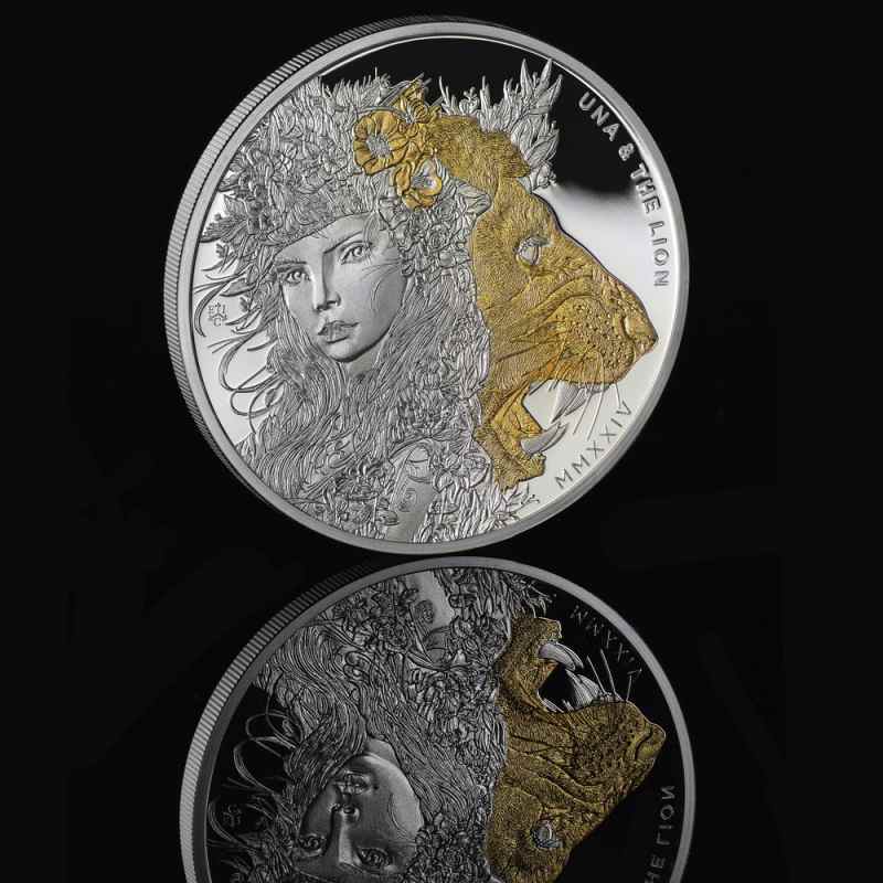 2024 Proof St. Helena Silver Una and The Lion Coin (Gilded) l JM
