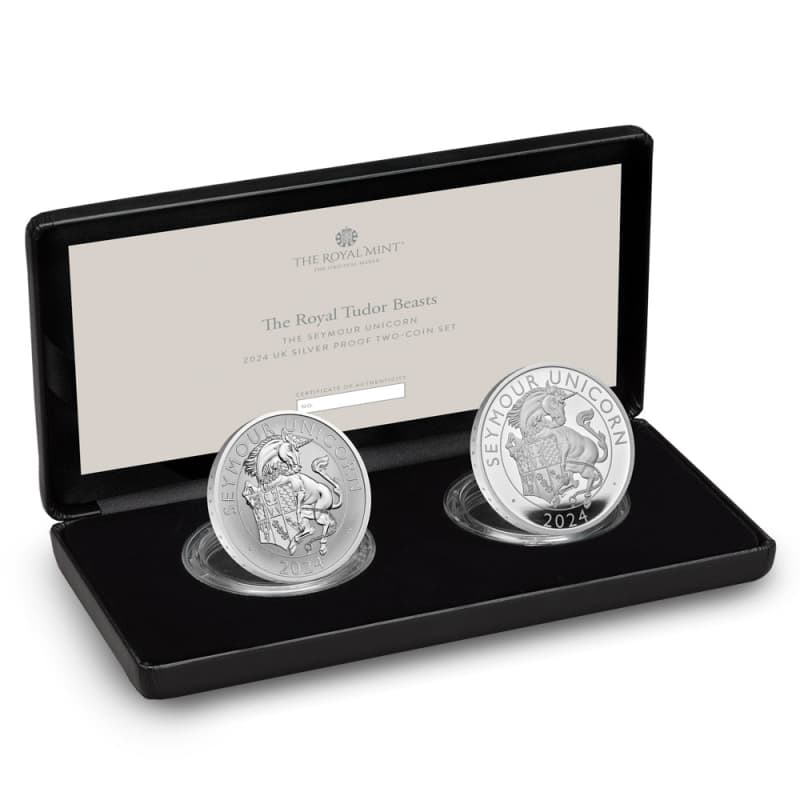 2024 British Silver Tudor Beasts The Seymour Unicorn 2-Coin Set l