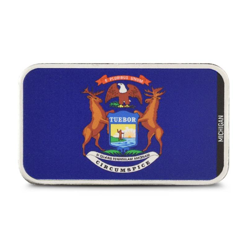 1 oz Colorized Stacking Across America Michigan State Flag Silver