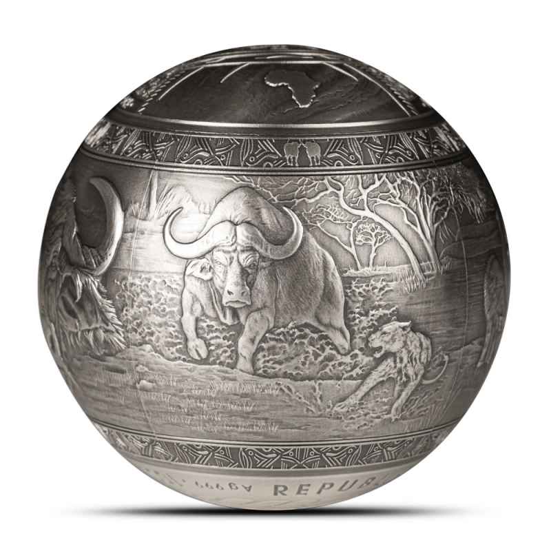 2024 Antique Republic of Djibouti Silver Big Five Buffalo Sphere