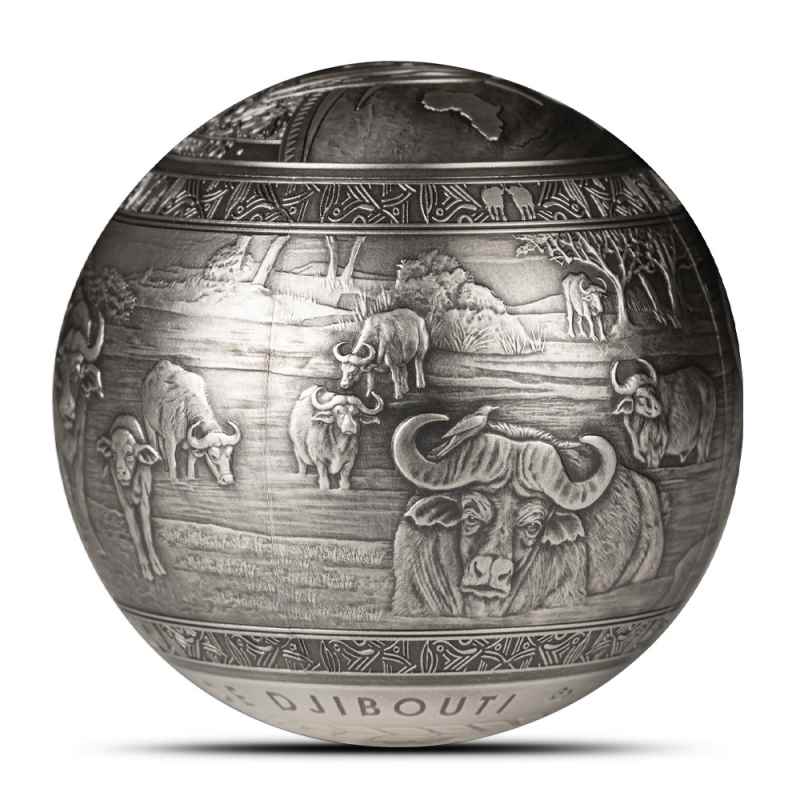 2024 Antique Republic of Djibouti Silver Big Five Buffalo Sphere