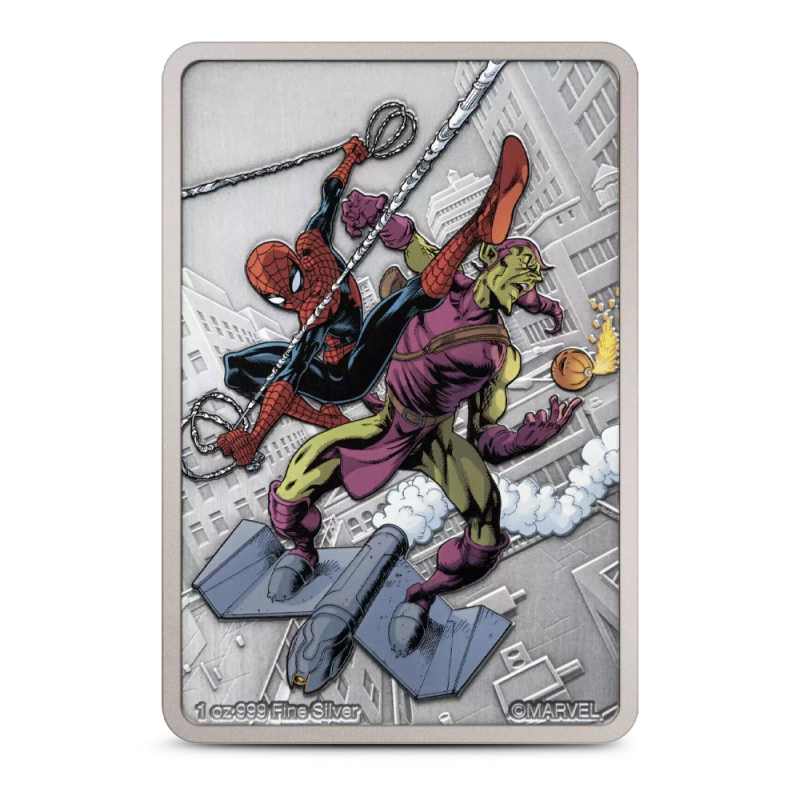 2024 1 oz Antique Colorized Niue Silver Spiderman Villains Green