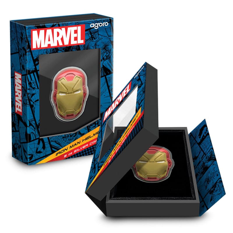 cheese cube unlimited iron man helmet Marvel Legends Electronic evolving high 2024 Proof Colorized Niue Silver