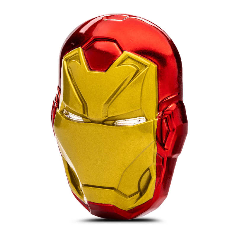 2024 Proof Colorized Niue Silver Marvel Iron Man Helmet Shaped Coin l JM  Bullion