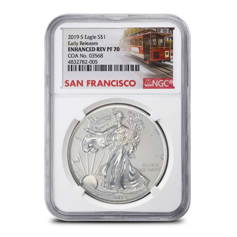 2019-S Silver Eagle Enhanced Reverse Proof NGC PF70 (VL) l JM Bullion™