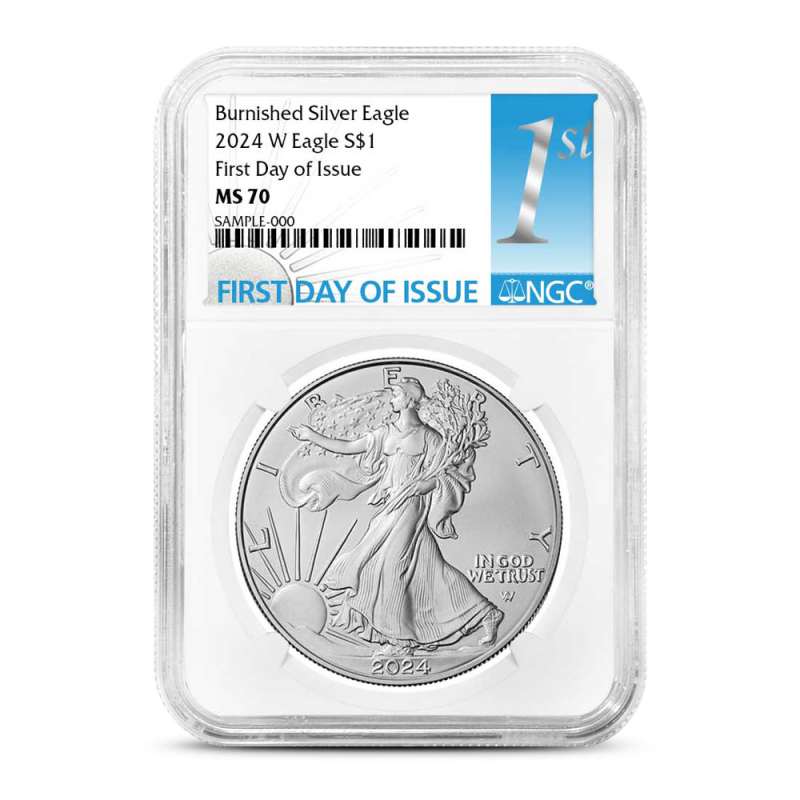 2024-W 1 oz Burnished American Silver Eagle Coin NGC MS70 FDOI l