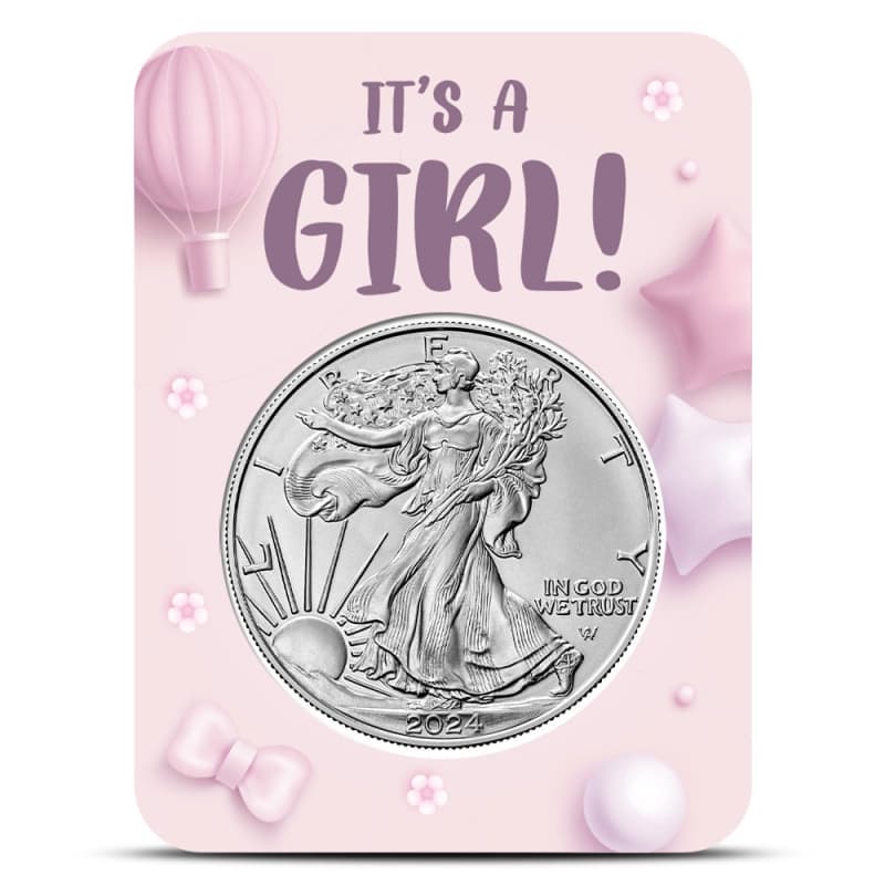 2024 1 oz American Silver Eagle Coin (BU, It's a Girl Card) l JM