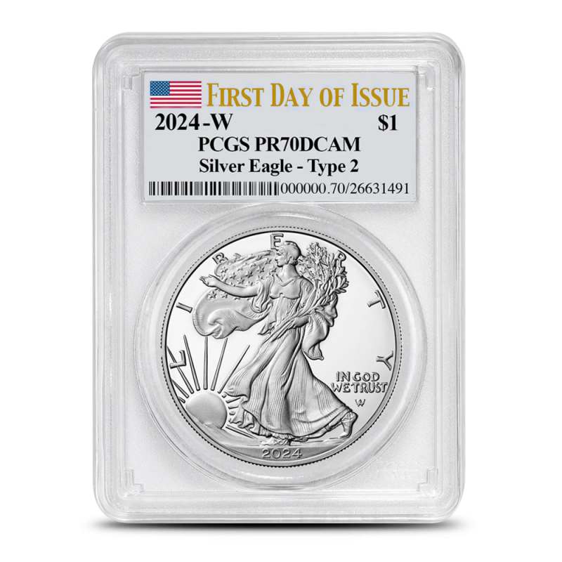 2024-W 1 oz Proof American Silver Eagle Coin PCGS PR70 DCAM FDOI l