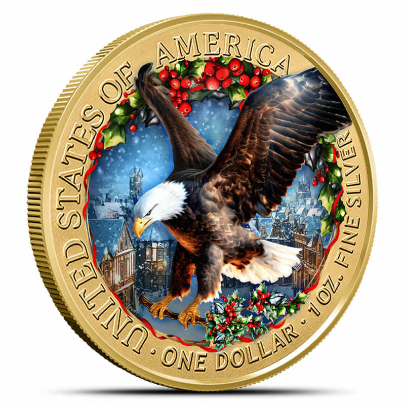 2024 1 oz Colorized Christmas American Silver Eagle Coin l JM Bullion™