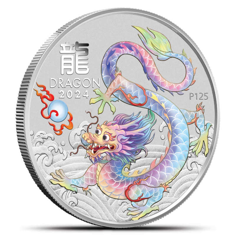 ひ*ら様 オーストラリアン ルナー シリーズ III 銀貨ドラゴン 2024年 2024 1 oz Colorized Australian Silver Lunar White Dragon Coin l JM