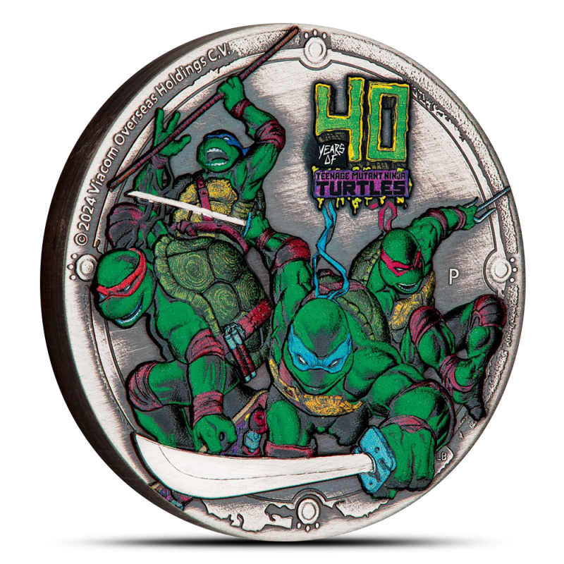 2024 Antique Colorized Tuvalu Silver Teenage Mutant Ninja Turtles