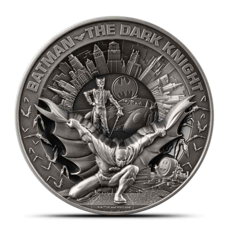 2024 10 oz Antique Barbados Silver Batman The Dark Knight Coin l