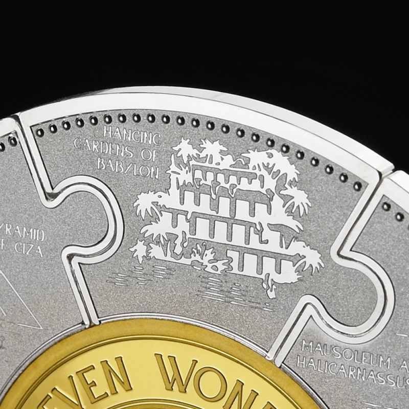 2024 Burundi Silver Seven Wonders of the World Puzzle Coin Set l