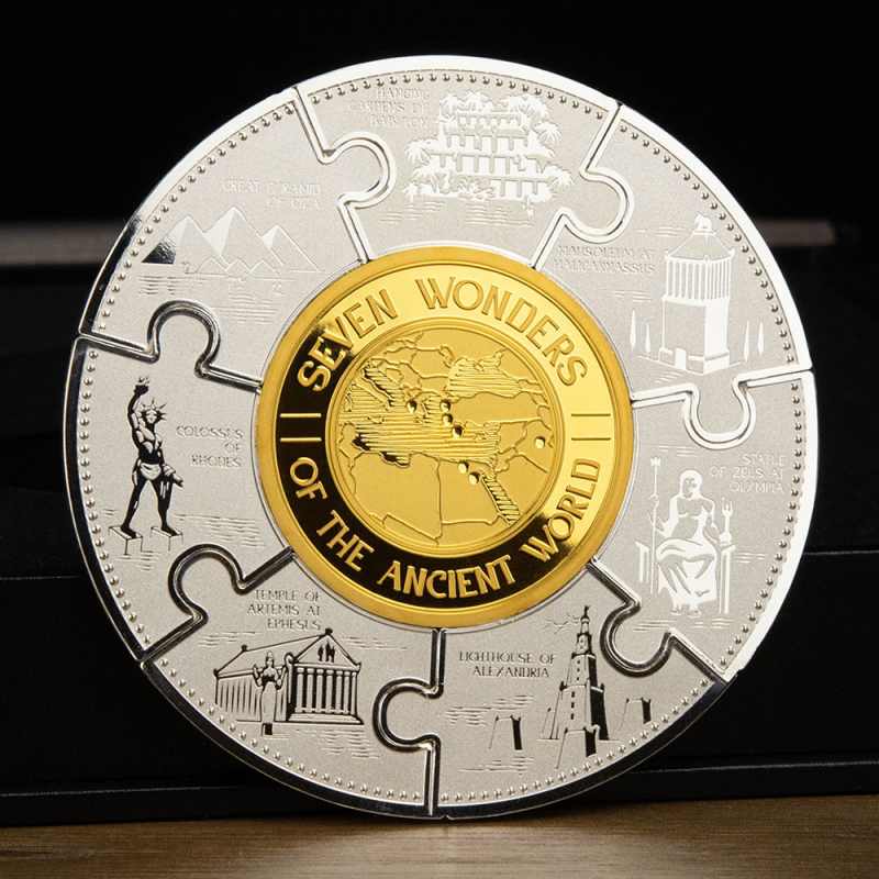 2024 Burundi Silver Seven Wonders of the World Puzzle Coin Set l