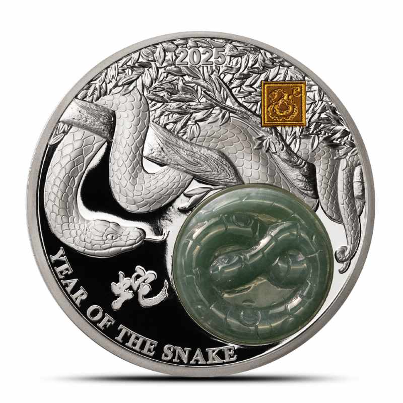 2025 2 oz Proof Burundi Silver With Jade Year of the Snake Coin l