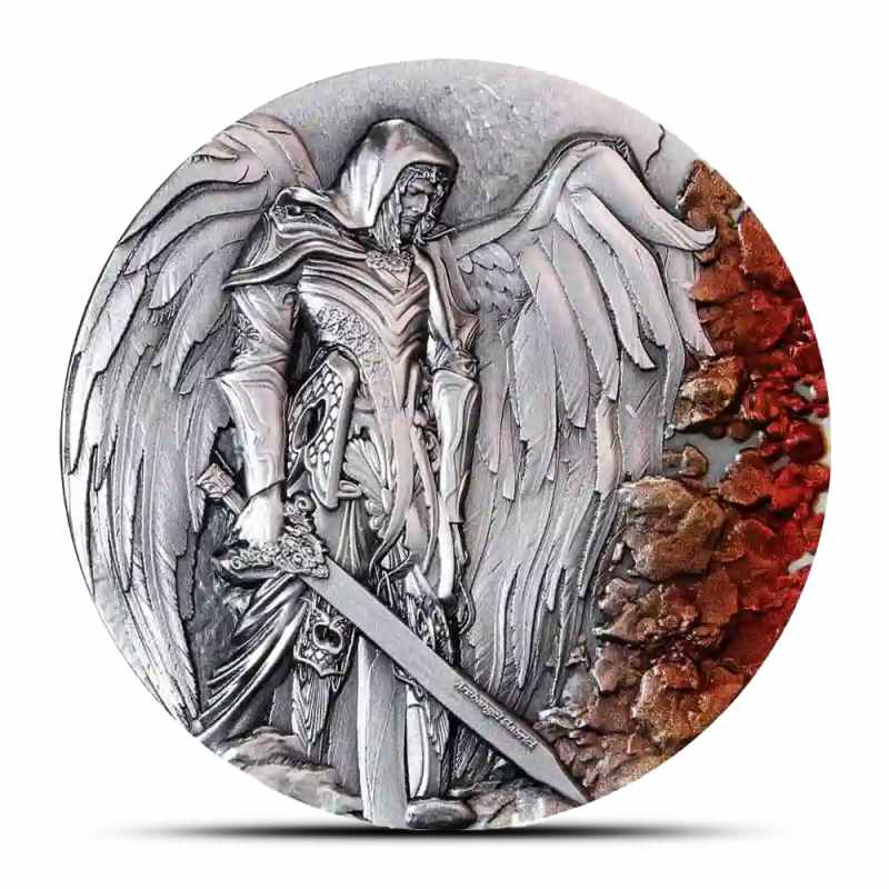 2025 Antique Colorized Cameroon Silver Archangel Gabriel Coin l JM