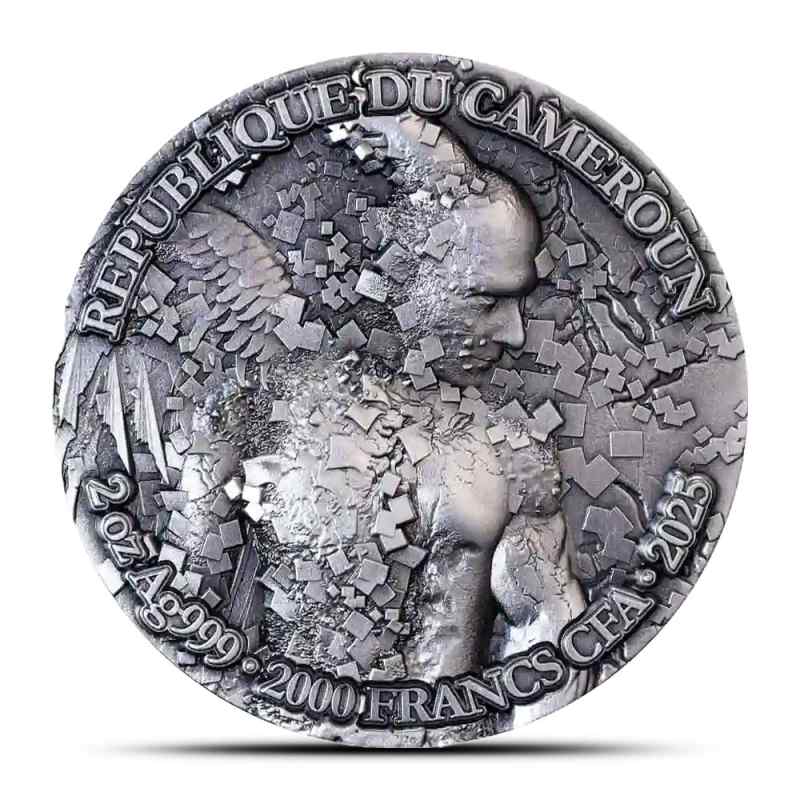 2025 Antique Colorized Cameroon Silver Archangel Gabriel Coin l JM