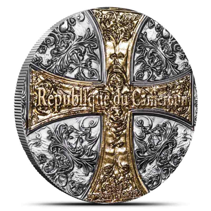 2024 2 oz Antique Silver Cameroon Archangel St. Michael Coin l JM