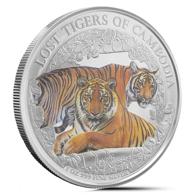 2024 1 oz Colorized Cambodia Silver Lost Tigers Coin (BU) l JM