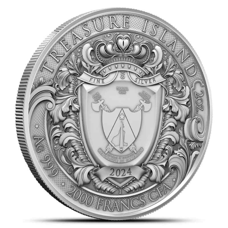 2024 2 oz Antique Cameroon Silver Treasure Island Coin l JM Bullion™