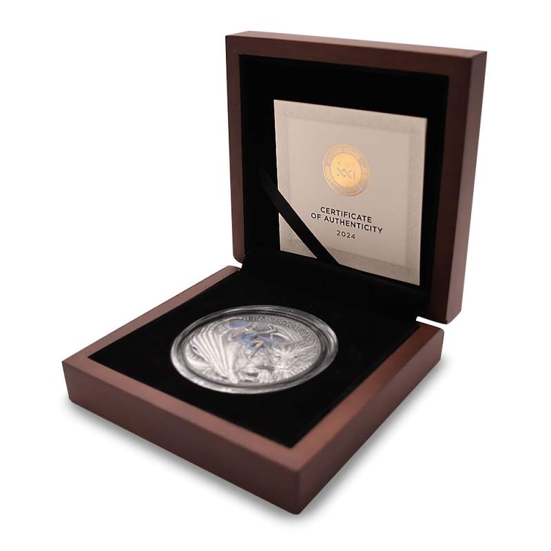 2024 2 oz Antique Cameroon Silver Dragonology Frost Dragon Coin l