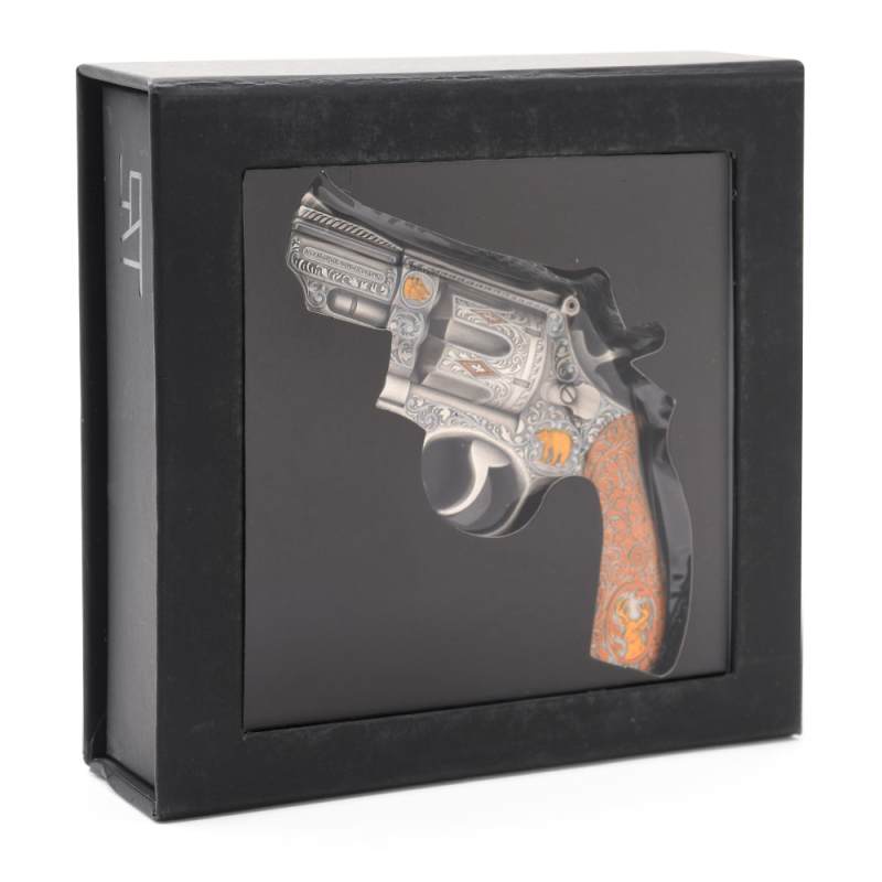 2024 5 oz Antique Colorized Silver Cameroon Revolver Gun Coin l JM