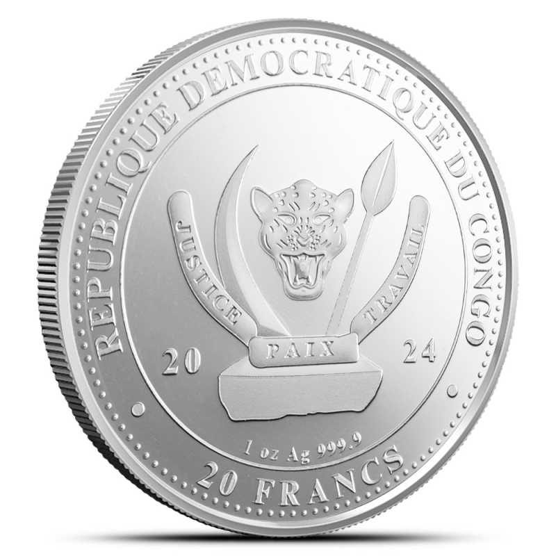 2024 Congo World's Wildlife Silver Peregrine Falcon Coin (Gilded