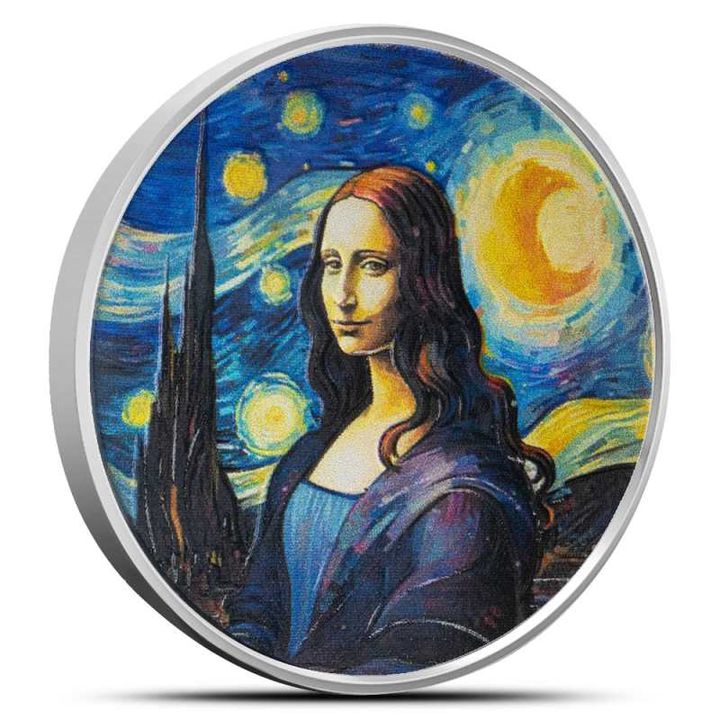 2024 Colorized Fiji Silver Mona x Lisa Van Gogh Coin (Proof-Like