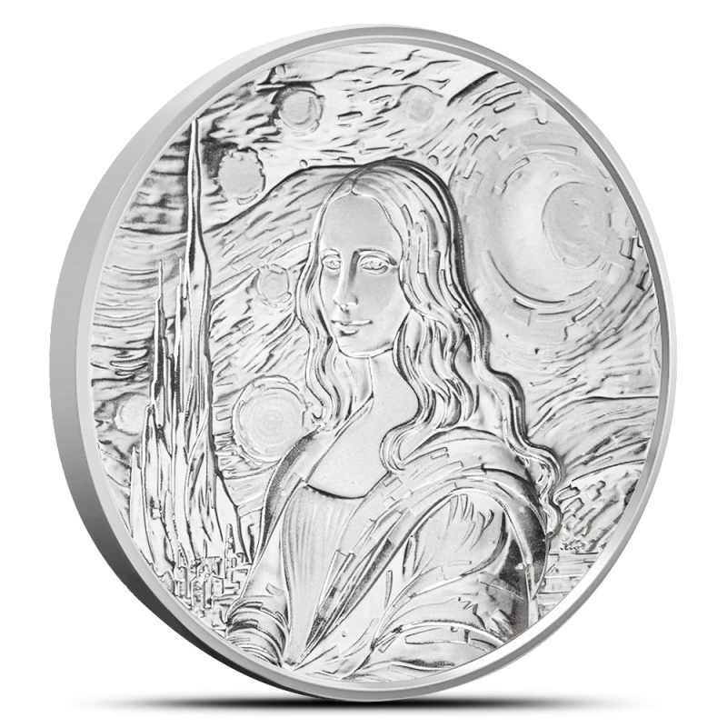 2024 1 oz Fiji Silver Mona Lisa x Van Gogh Coin (Proof-Like) l JM
