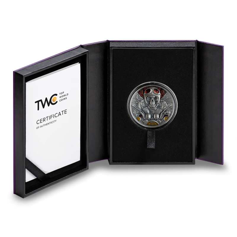 2024 Antique Colorized Republic of Ghana Silver Biker Memento Mori