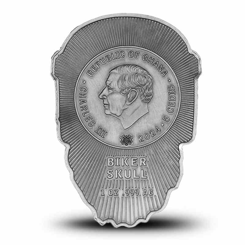 2024 1 oz Ghana Silver Biker Skull Coin (Ultra High Relief) l JM