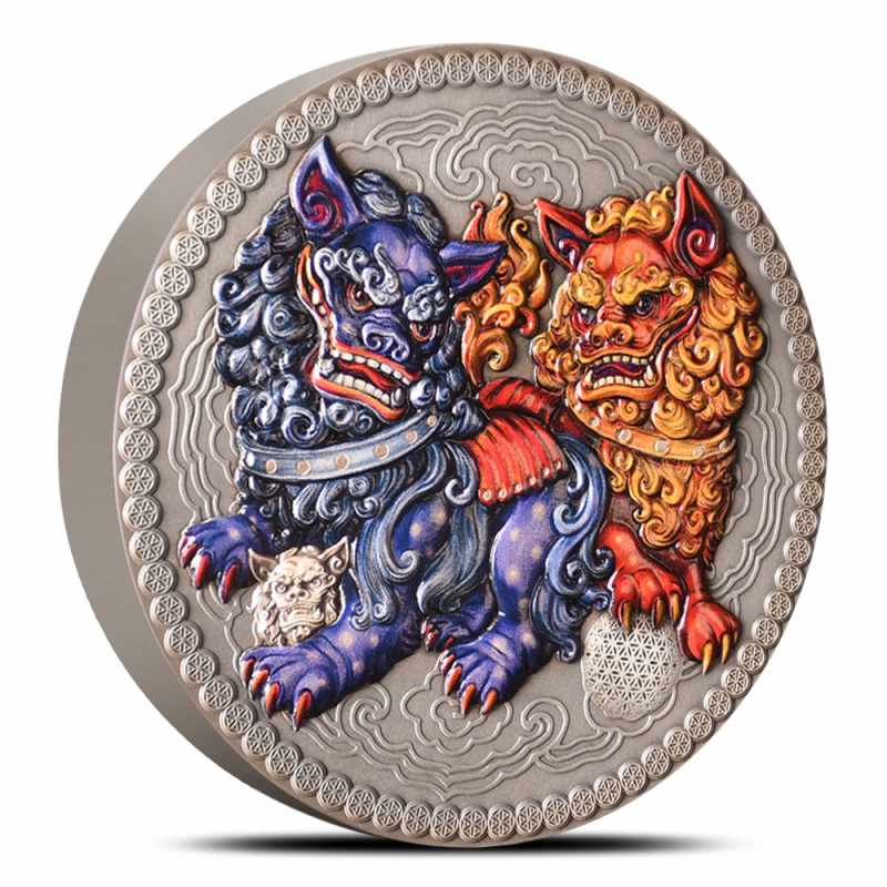 2024 50 Gram Antique Ghana Silver Imperial Guardian Lions Coin l