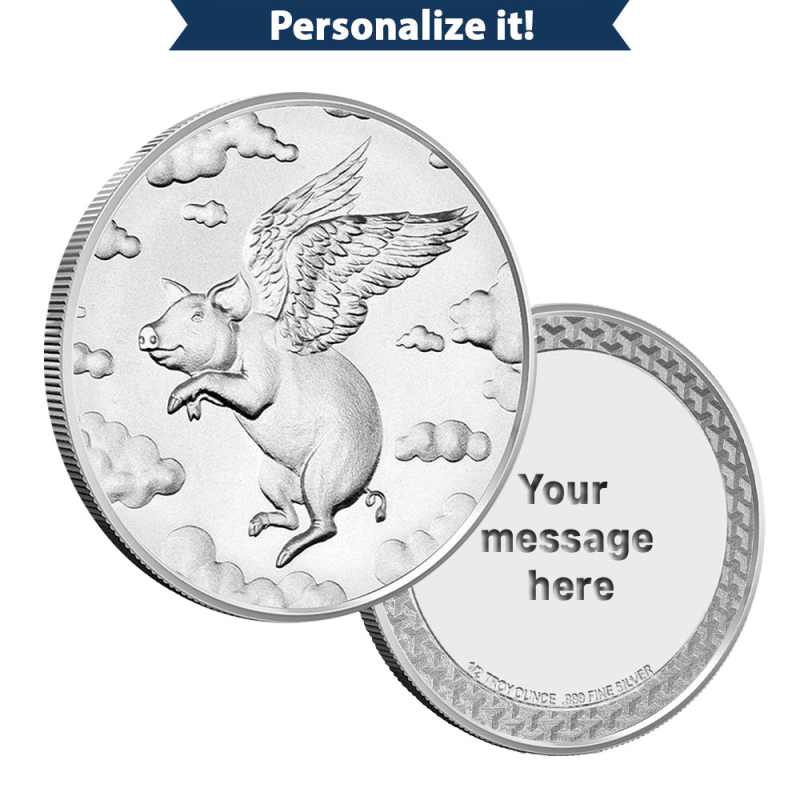1/2 oz Engravable Pigs Fly Golf Ball Marker Silver Round l JM Bullion™