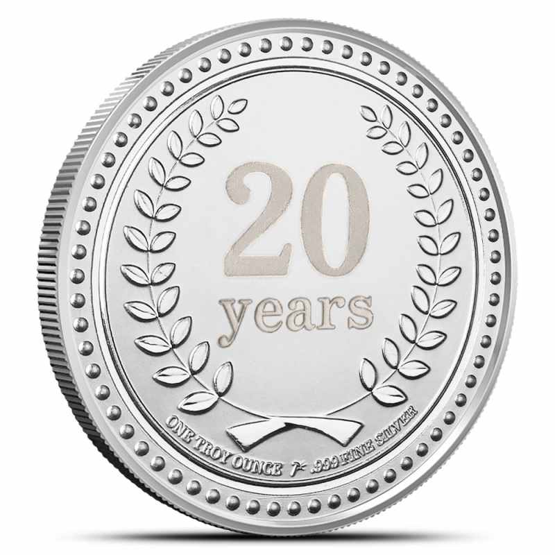 1 oz Silver Engravable 20 Years of Service Round l JM Bullion™