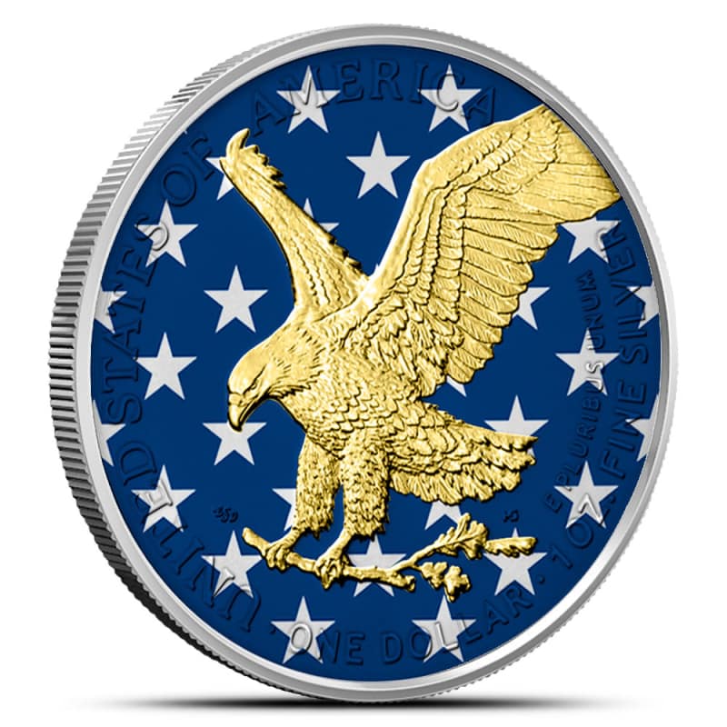 2025 1 oz Colorized American Silver Eagle Coin (Gilded, In Capsule