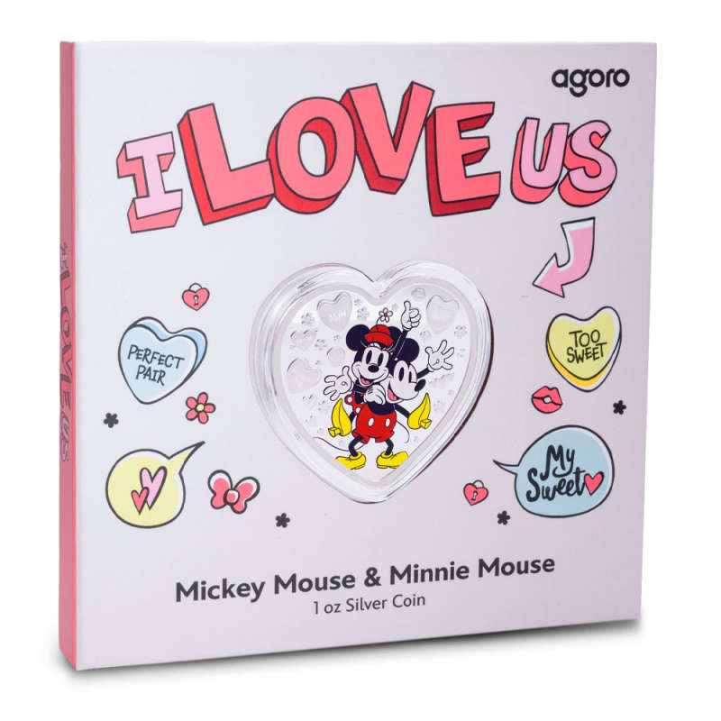 銀貨　ディズニー：ミッキーマウス＆ミニーマウス「I LOVE US」 2025 1 oz Proof Colorized Niue Silver I Love Us Mickey & Minnie