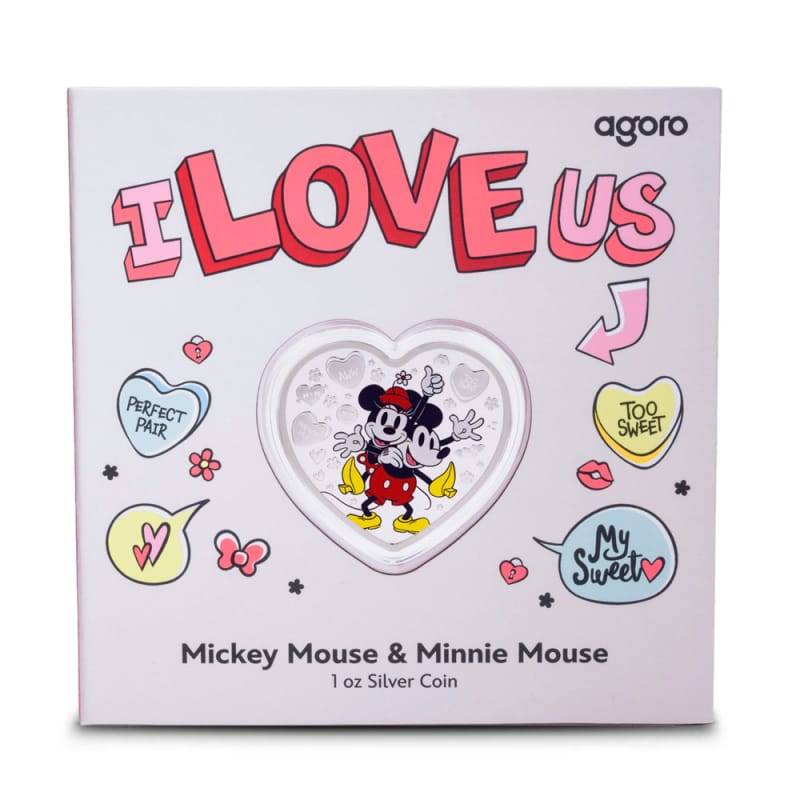 銀貨　ディズニー：ミッキーマウス＆ミニーマウス「I LOVE US」 2025 1 oz Proof Colorized Niue Silver I Love Us Mickey & Minnie