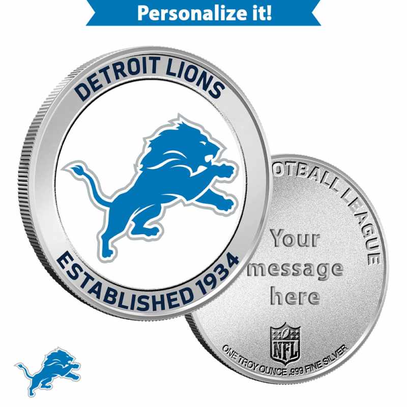 1 oz Colorized Engravable NFL Detroit Lions Silver Round l JM Bullion™