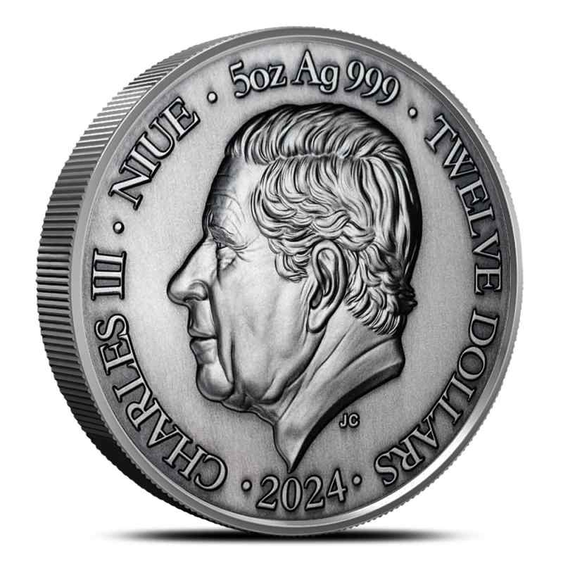 2024 5 oz Antique Niue Silver Gemini Coin (Box + CoA) l JM Bullion™