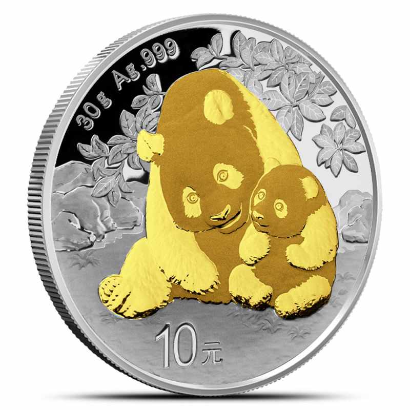 2024 30 Gram Chinese Silver Panda Coin (Gilded, BU) l JM Bullion™