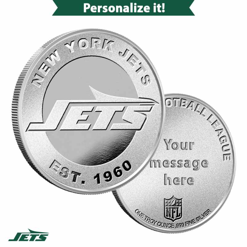 1 oz Engravable NFL New York Jets Silver Round l JM Bullion™