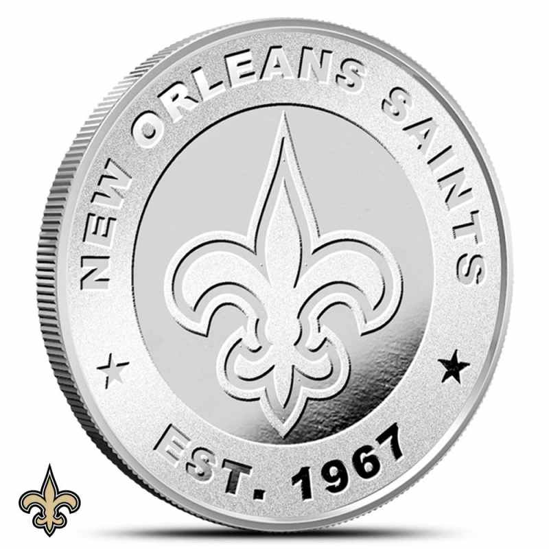 New Orleans Saints リメイク ヴィンテージ 1点物 1 oz NFL New Orleans Saints Silver Round (BU) l JM Bullion™