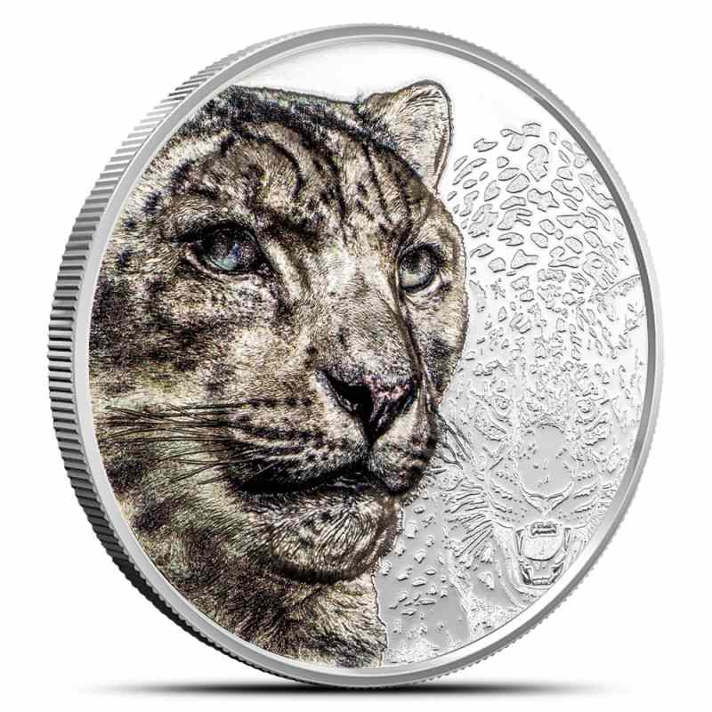 2024 1 oz Proof Colorized Mongolia Silver Snow Leopard Coin l JM
