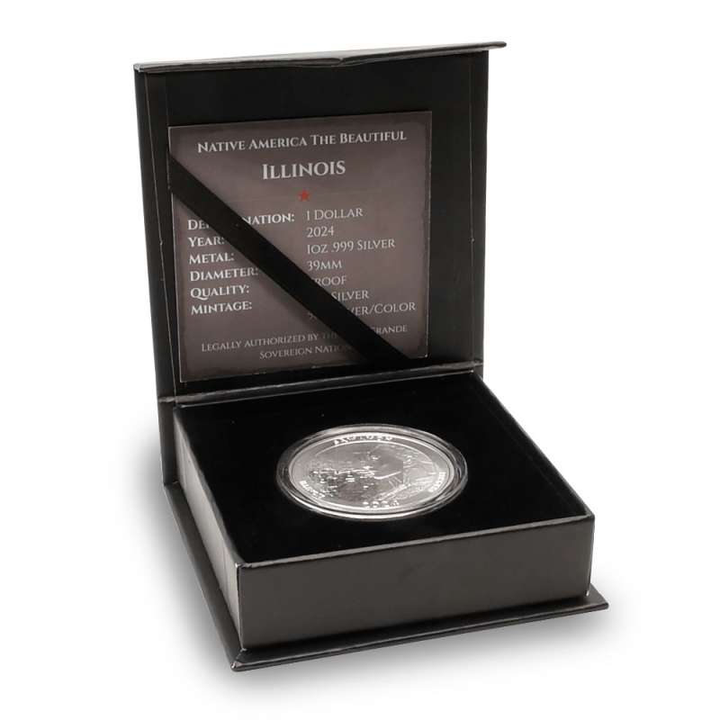 2024 1 oz Proof Native America the Beautiful Illinois Silver Coin