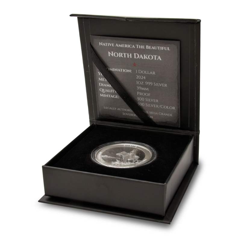 2024 1 oz Proof Native America the Beautiful North Dakota Silver