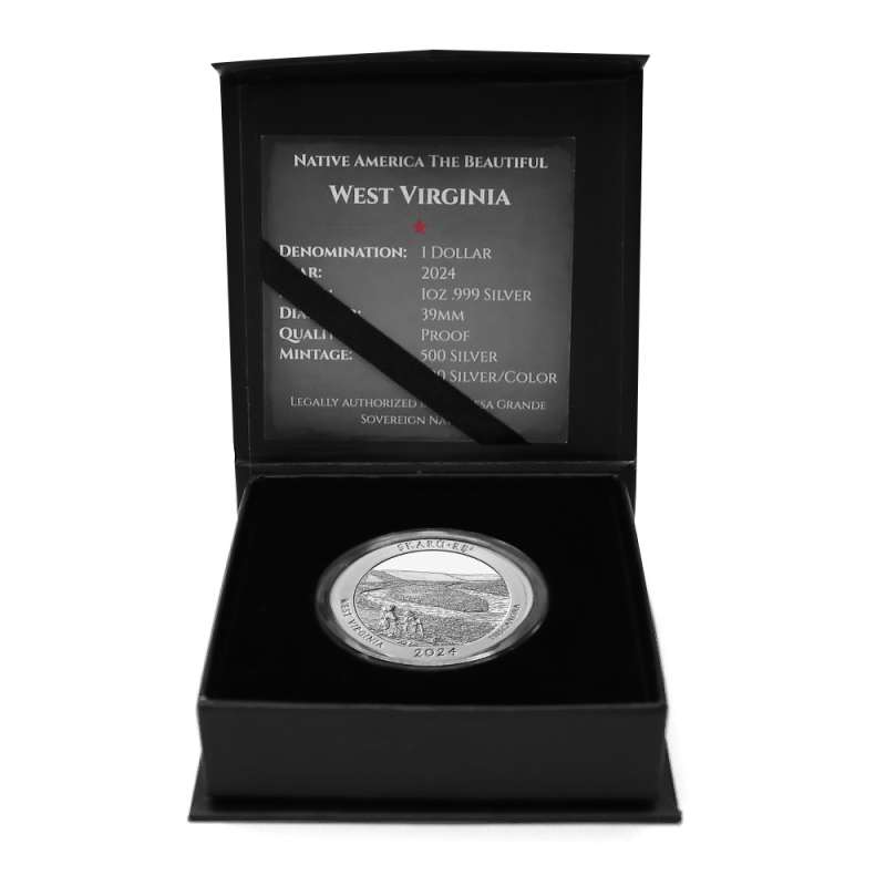 2024 1 oz Proof Native America the Beautiful West Virginia Silver