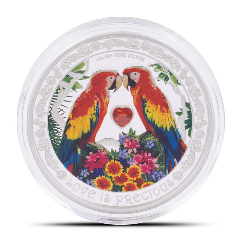 2025 1 oz Proof Colorized Niue Silver Love is Precious Macaw Coin