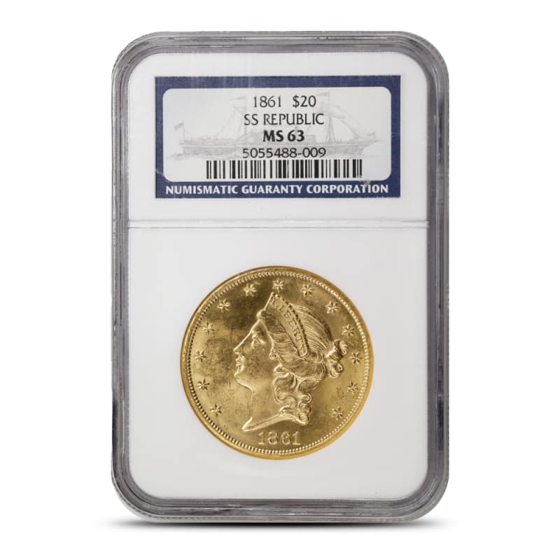 Empire ＆Liberty 1861 Pre-33 $20 Liberty Gold Double Eagle Coin NGC MS63 SS
