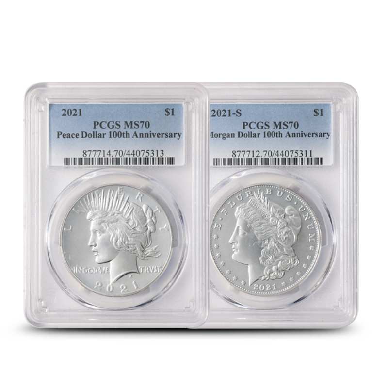 2021 Morgan and Peace Silver Dollar 6-Coin Set PCGS MS70 l JM Bullion™